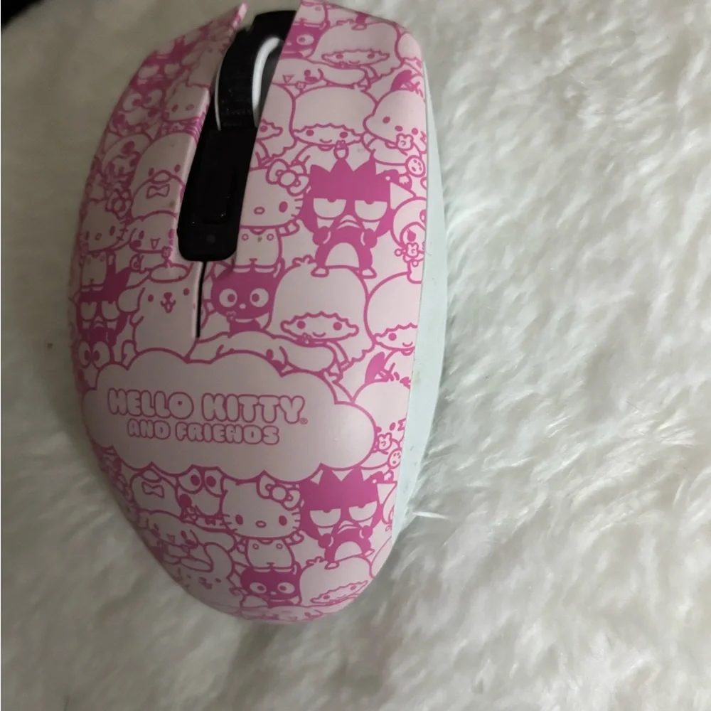 White Wireless Mouse with Pink Sensor Light